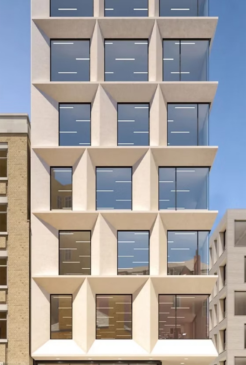 One Carrington — contemporary stone-framed residential façade, Mayfair